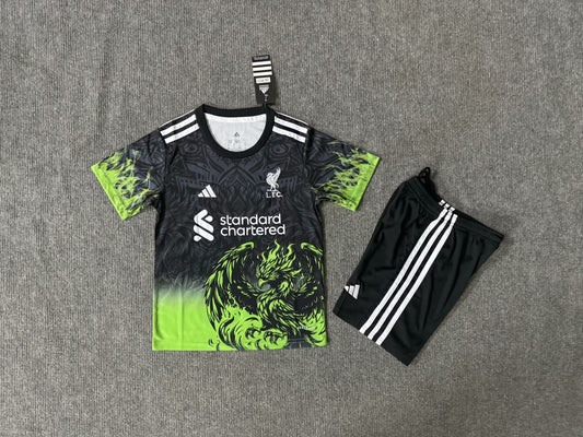 25/26Kits enfants Liverpool Noir Vert Édition spéciale