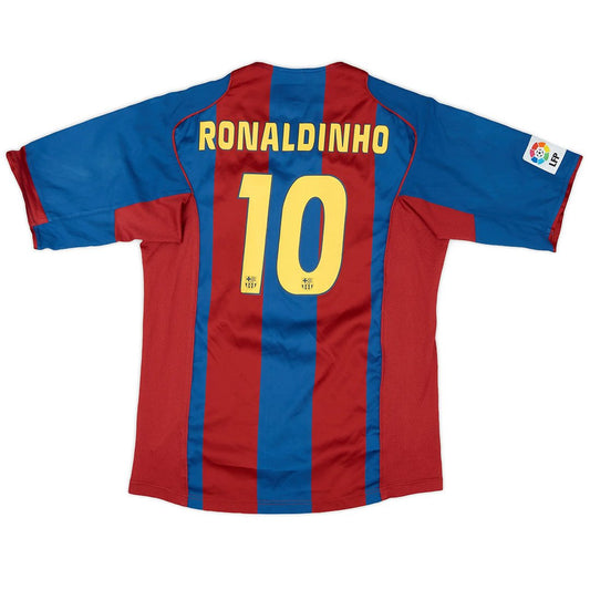Maillot rétro Ronaldinho 10 Barcelone Domicile 2004/05