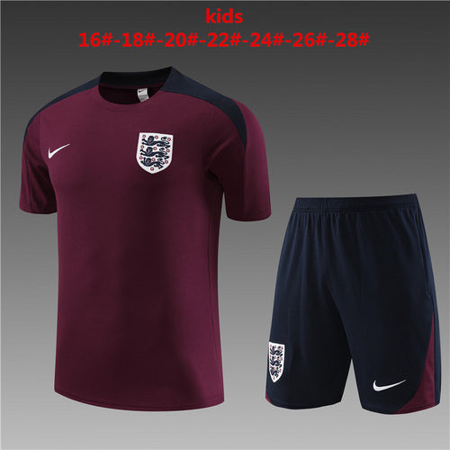 Maillots d'entraînement pour enfants Angleterre Jujube rouge 24/25