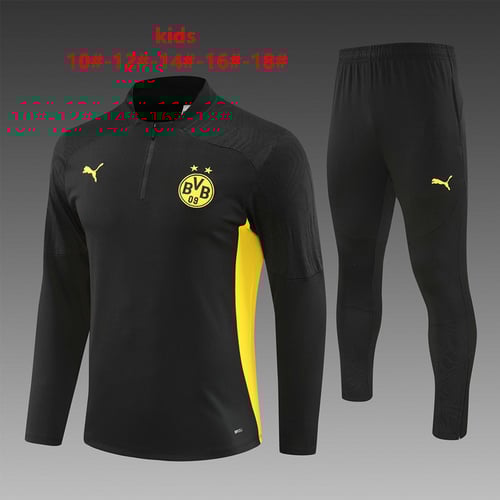 Survêtement demi-zip noir Dortmund 24/25 pour enfant