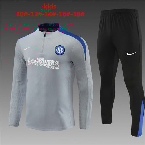 Survêtement demi-zip gris Inter Milan 24/25 pour enfant
