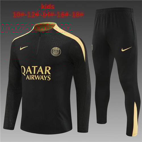 Survêtement PSG noir doré demi-zip enfant 24/25