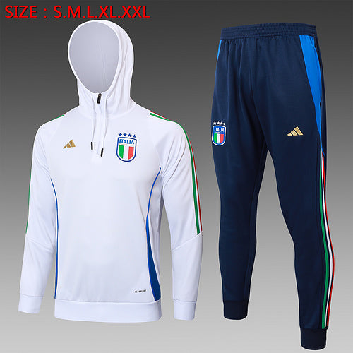 Ensemble veste à capuche blanche à demi-zip 24/25 Italie