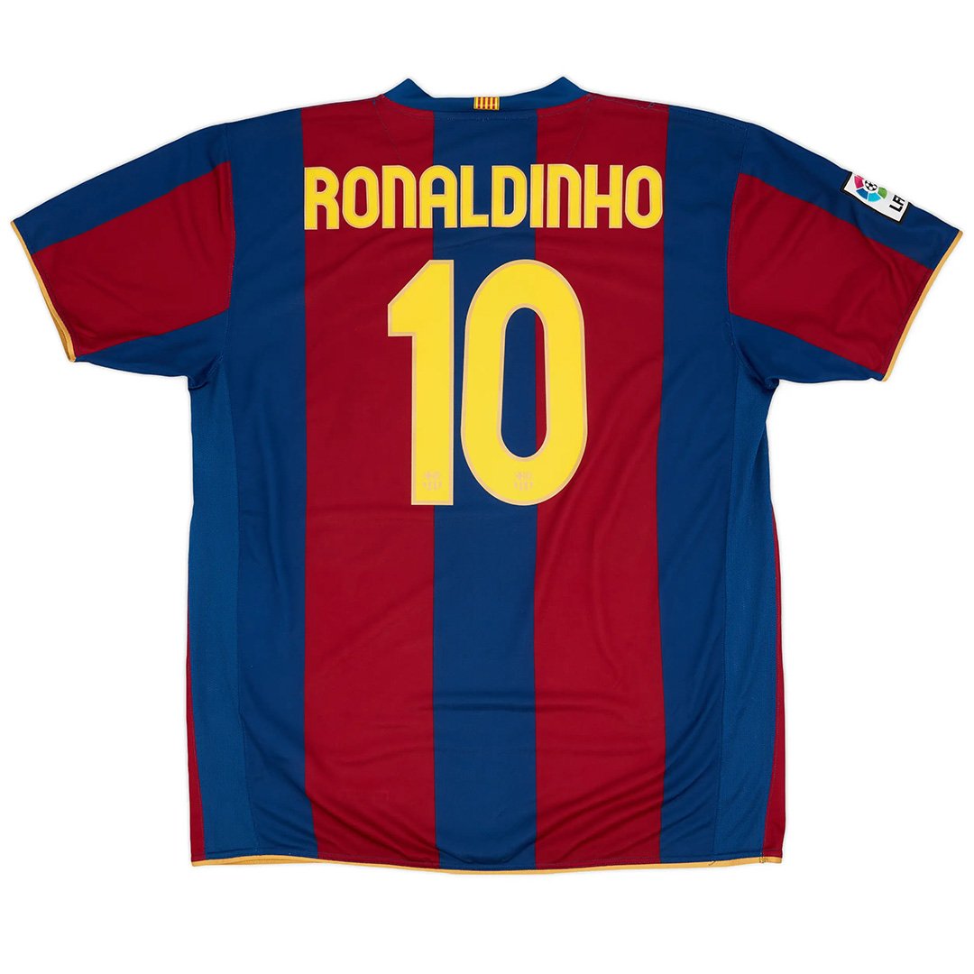 Maillot rétro domicile Ronaldinho 10 Barcelone 50 ans anniversaire 2007/08