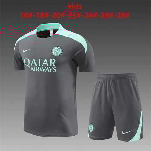 Maillots d'entraînement PSG 24/25 pour enfants gris foncé et bleu clair