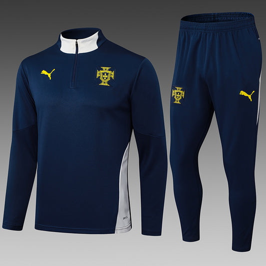 Ensemble de survêtement demi-zip bleu royal Portugal 25/26