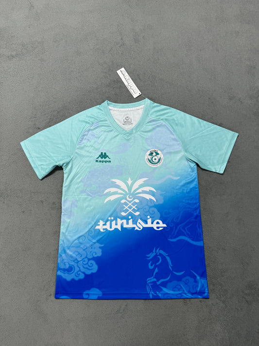 Tenue d'entraînement tunisienne bleue Version Fans 25/26