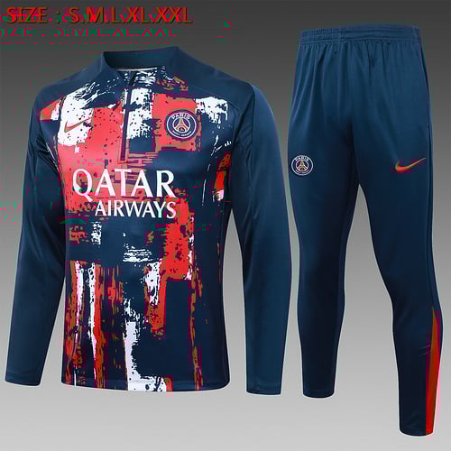 Survêtement demi-zip jet d'encre bleu roi PSG 24/25