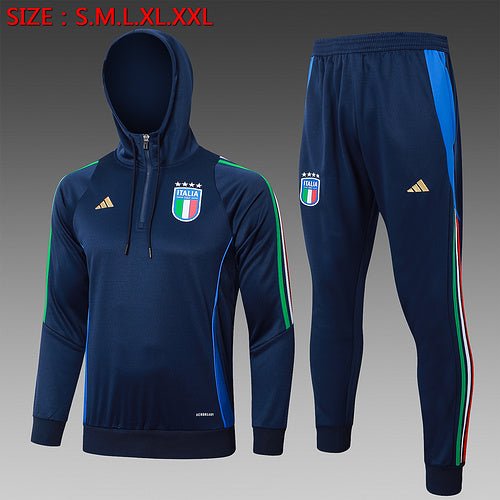 Ensemble veste à capuche et demi-zip bleu roi Italie 24/25