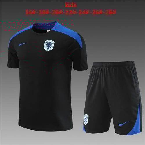 Maillots d'entraînement noirs pour enfants des Pays-Bas 24/25