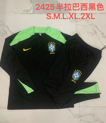 Survêtement noir demi-zip Brésil 24/25