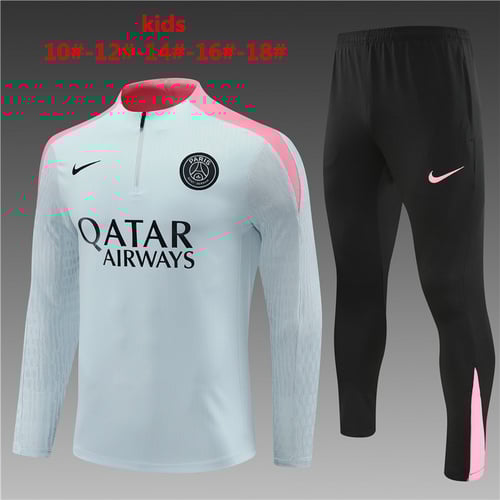 Survêtement PSG gris clair demi-zip 24/25 pour enfant