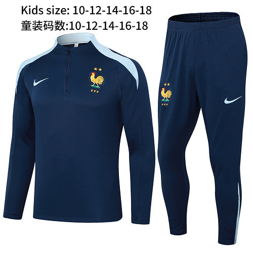 Survêtement demi-zip bleu roi France 24/25 pour enfant