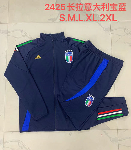 Veste bleu royal 24/25 de l'Italie avec emblème de l'équipe quatre étoiles