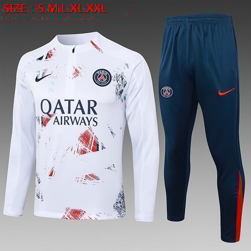Survêtement demi-zip jet d'encre blanc PSG 24/25