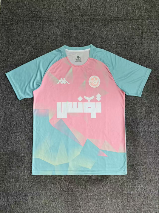 Tenue d'entraînement tunisienne version supporters 25/26 en rose bleu