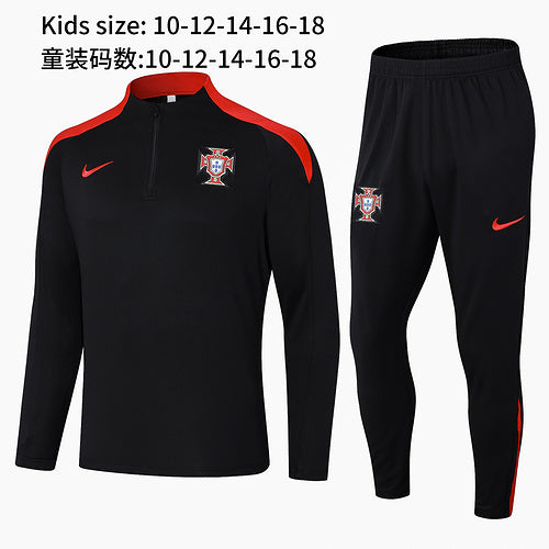 Survêtement demi-zip noir Portugal 24/25 pour enfant