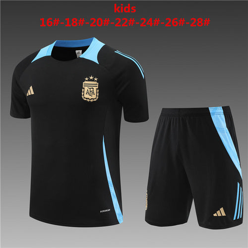 Maillots d'entraînement pour enfants noirs d'Argentine 24/25