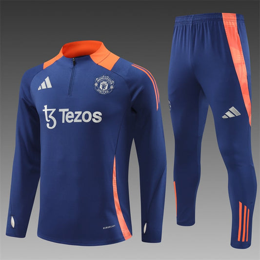 Survêtement demi-zip bleu roi Manchester United 24/25