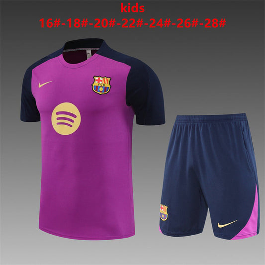 Maillots d'entraînement violets pour enfants de Barcelone 25/26