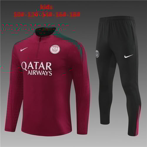 Survêtement PSG rouge demi-zip 24/25 pour enfant